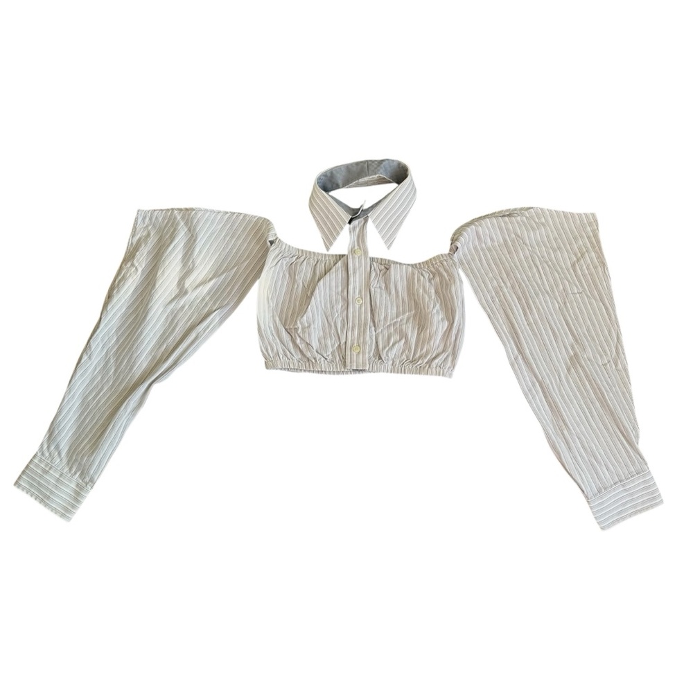 LF cream off shoulder dress crop top